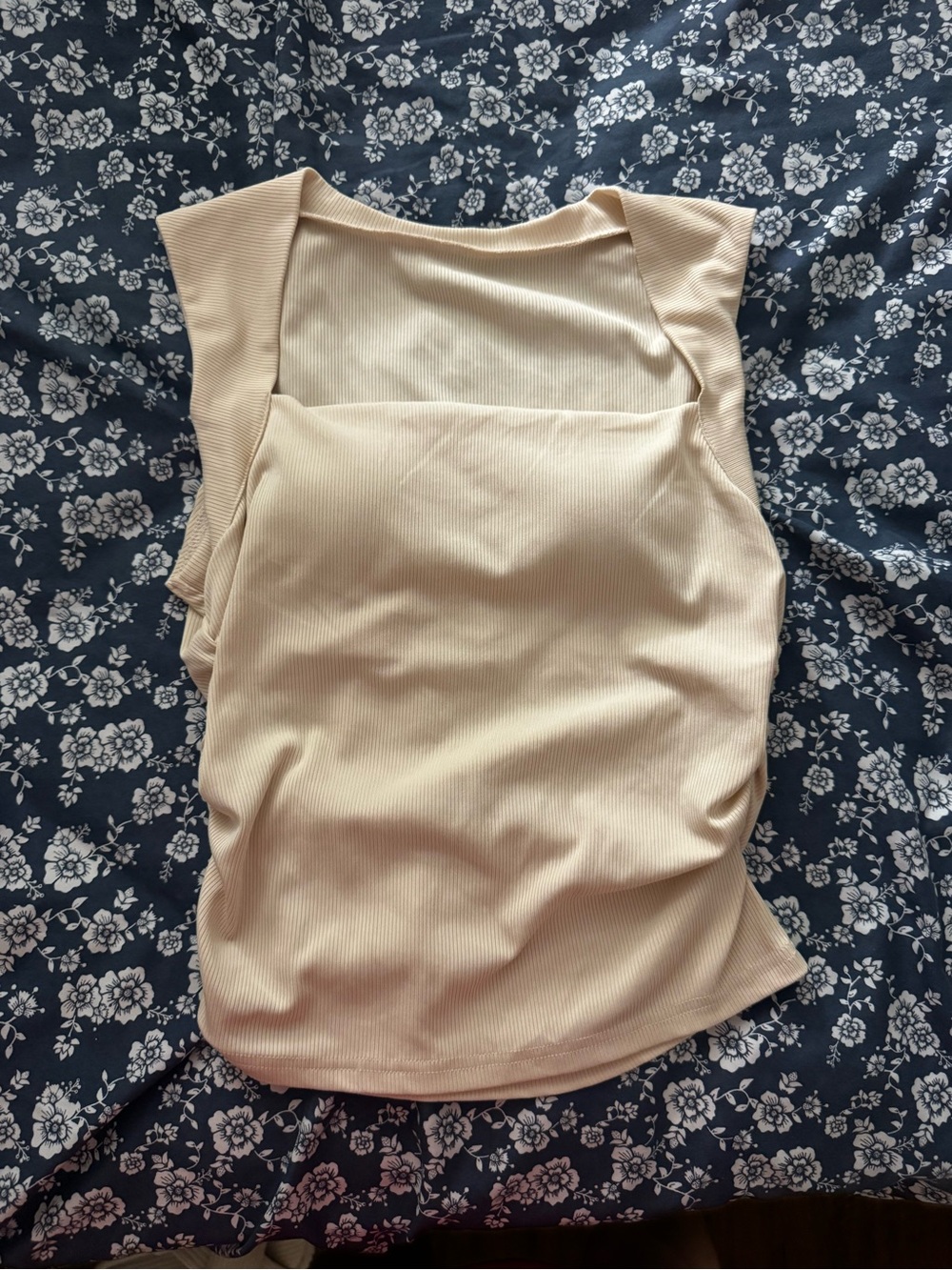Women's Square Neck Ribbed Tank Top - Cream
